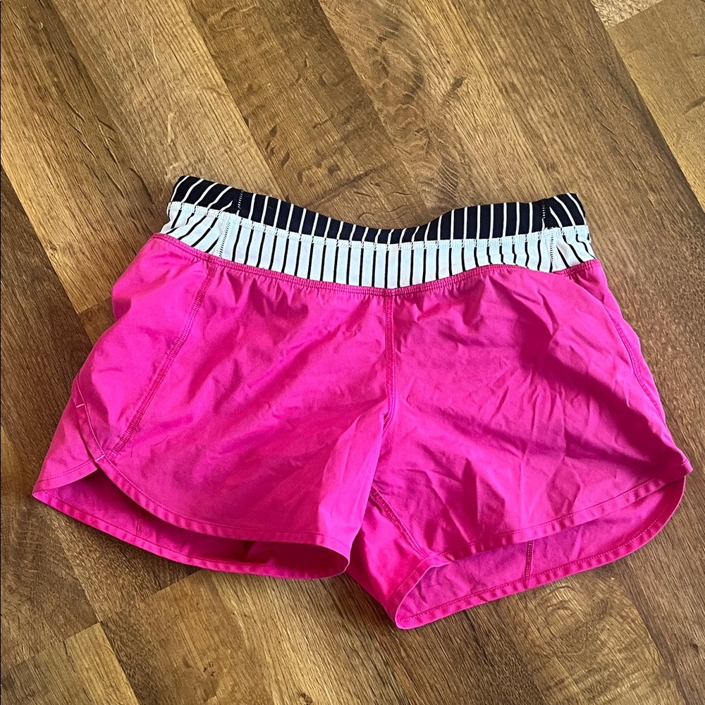 Pink Shorts with Striped Waistband